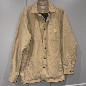 CARHARTT XL JACKET LINED TAN ISULATED SHIRT 52" Chest INCREDIBLE CONDITION NICE!